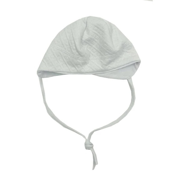 Шапочка двойная NL Baby на завязках, хлопок, 0-3 мес., белый (009/33402) - Pampik - 2
