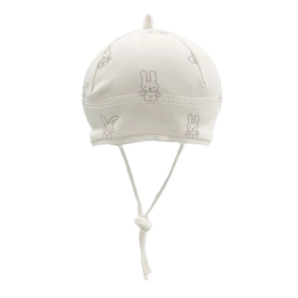 Шапочка NL Baby на зав'язках, бавовна, 0-3 міс., молочний (061/33974) - Pampik - 2