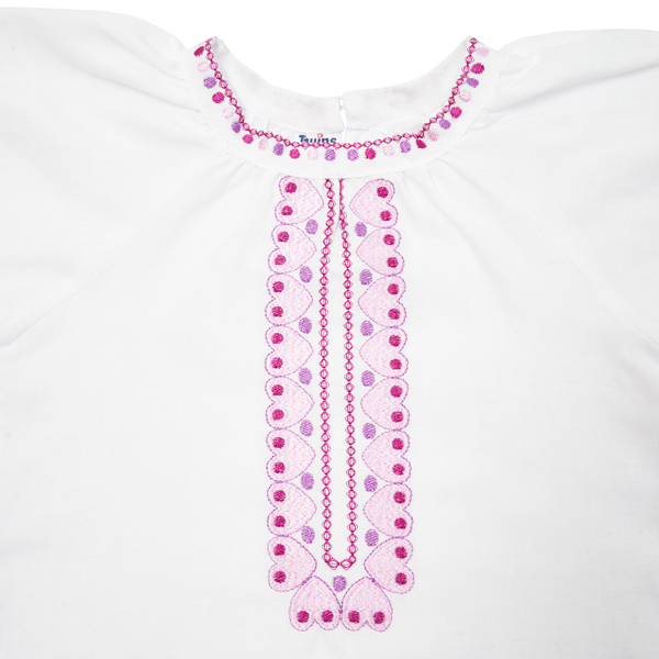 Вишиванка для дівчинки Twins Бузкова, р.98, білий з бузковим (88OTSB98-11) - Pampik - 2