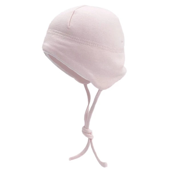 Шапочка NL Baby на завязках, хлопок, 0-3 мес., пудровый (048/ 33773) - Pampik