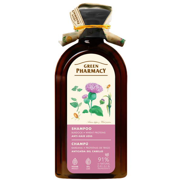 Шампунь Green Pharmacy проти випадіння волосся Лопух та протеїни пшениці, 350 мл - Pampik