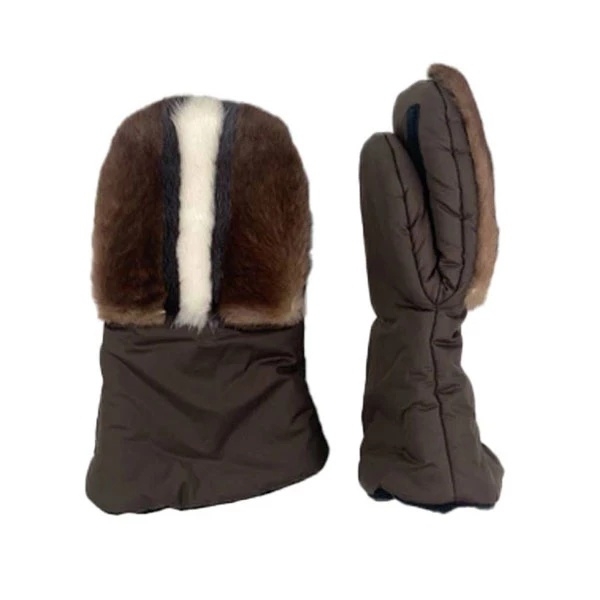 Муфта-рукавички NL Baby с норкой, коричневый с белым (0000/33300) - Pampik