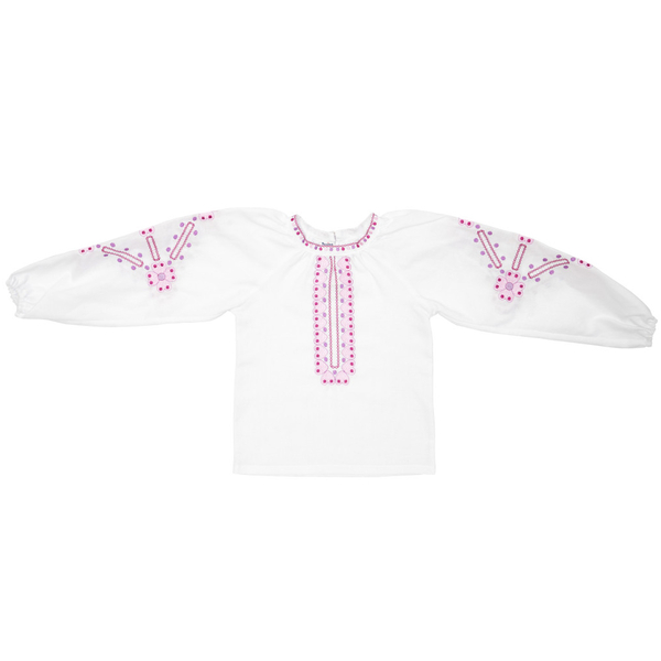 Вишиванка для дівчинки Twins Бузкова, р.86, білий з бузковим (88OTSB86-11) - Pampik