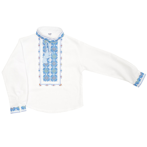 Вишиванка для хлопчика Twins Волинська, р.122, білий з синім (88OT-V122-09) - Pampik