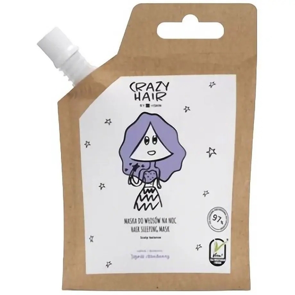 Нічна маска для волосся HiSkin Crazy Hair Чорниця, дойпак, 100 мл - Pampik