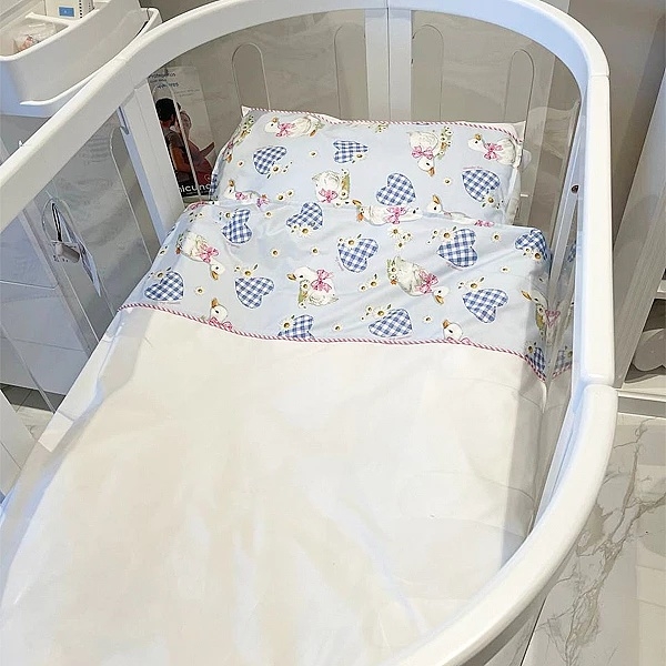 Комплект постільної білизни NL Baby, 140х100 см, білийй з рожевим та блакитним (861+842/37561) - Pampik - 3