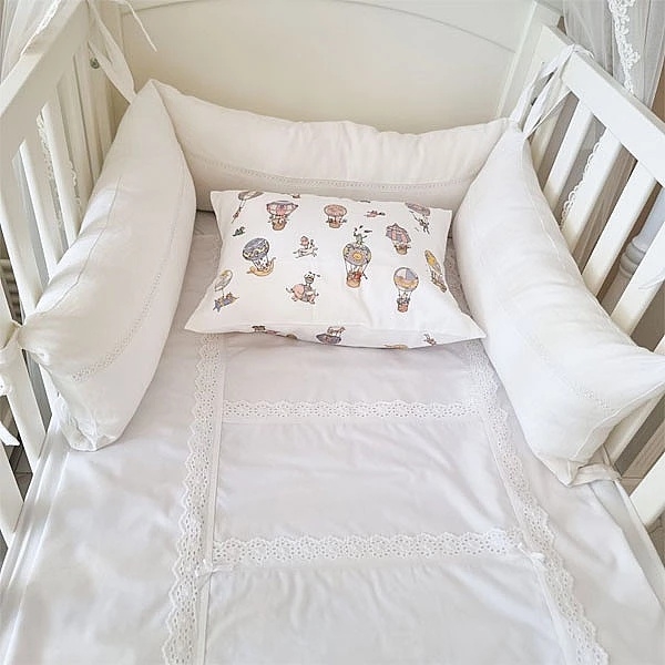 Бортик в кроватку NL Baby, 3-сторонний, 180х25 см, белый (847/30454) - Pampik - 4