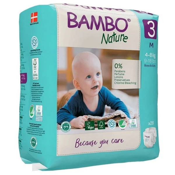 Еко Підгузки на липучках Bambo Nature 3 (4-8 кг), 28 шт. - Pampik