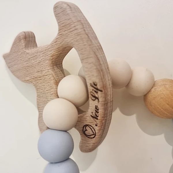 Прорезыватель силиконовый NL Baby, бежевый с серым (0000/37517) - Pampik - 2