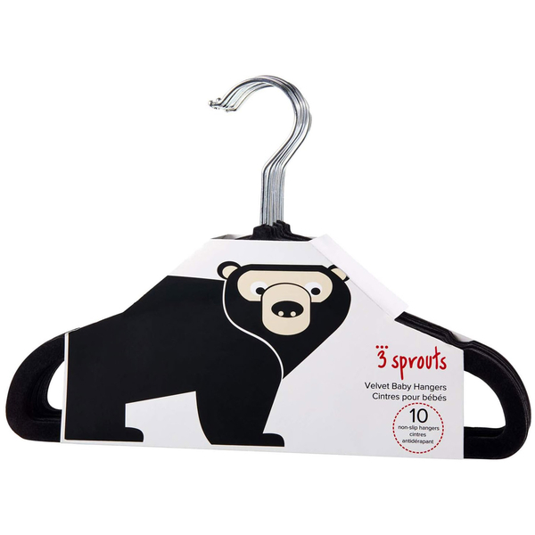 Набір вішалок 3 Sprouts, 10 шт., чорний (IHNBEA/30503) - Pampik