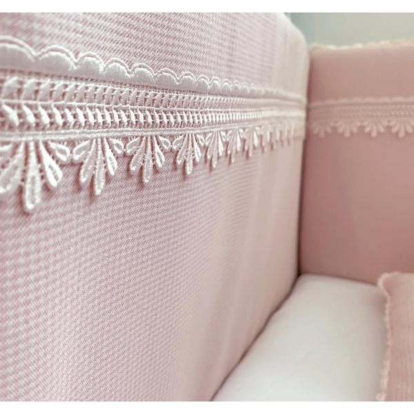 Бортик в кроватку NL Baby, 4-сторонний и декоративная подушка, 40х30 см, розовый (873+929/33259) - Pampik - 9