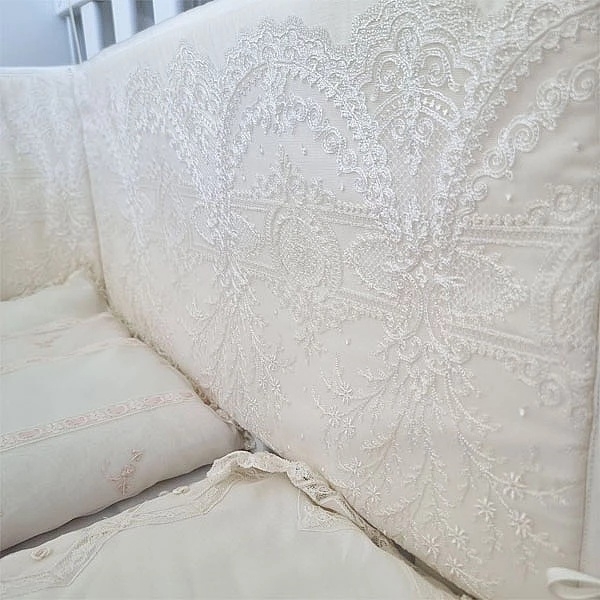 Набір NL Baby: бортик у ліжечко, 3-сторонній, універсальний, 180х32 см + балдахін, 300х170 см, молочний (28906) - Pampik - 5