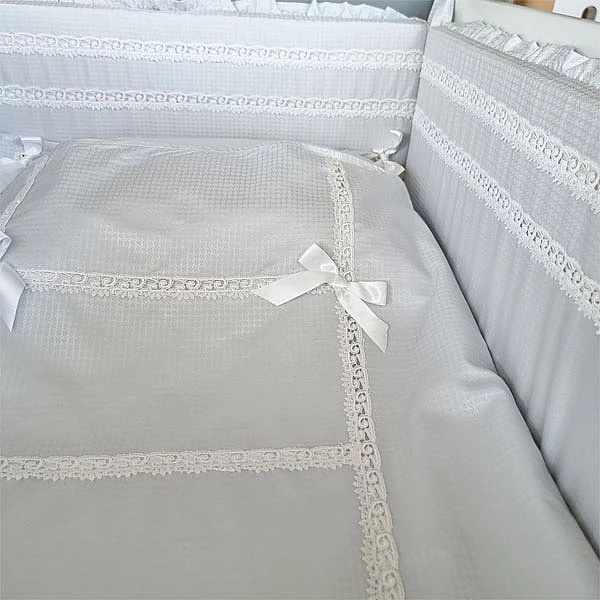 Бортик в кроватку NL Baby, 4-сторонний, серо-голубой (832+907/29062) - Pampik - 2