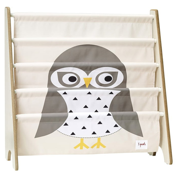 Стелаж для зберігання книг 3 Sprouts Сова, 61х62х25 см, бежевий з сірим IRKOWL/27892) - Pampik
