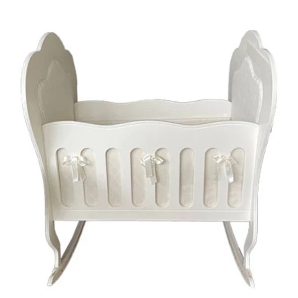 Колыбель NL Baby с бортиком, деревянная, 100х80 см, белый (870+871/36134) - Pampik