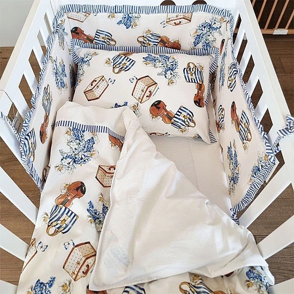 Набір NL Baby Monnalisa: комплект постільної білизни, 135х100 см + бортик у ліжечко, 180х30 см, біло-синій (841/28430) - Pampik - 6