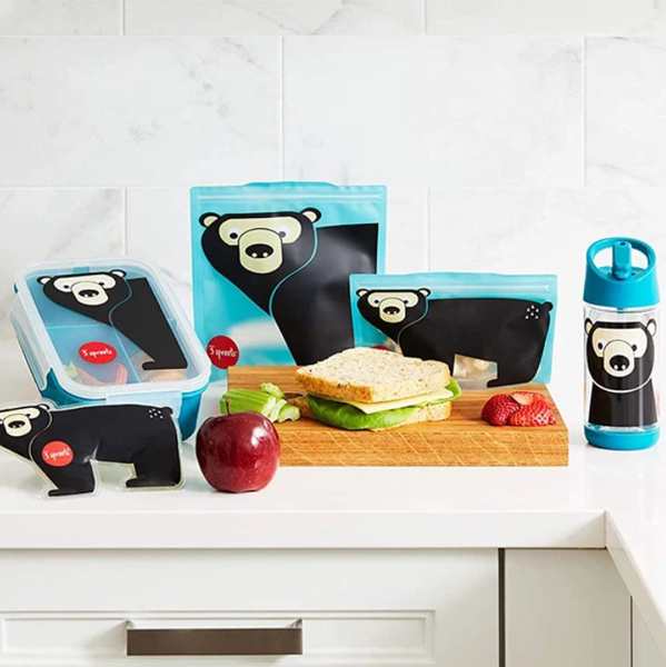 Пакеты для снеков 3 Sprouts Медведь, 17х18 см, 2 шт., голубой (ISWBEA/30512) - Pampik - 3