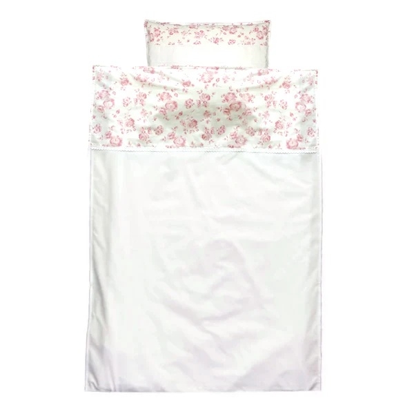 Комплект постельного белья NL Baby, 140х100 см, бело-розовый (828+842/33104) - Pampik