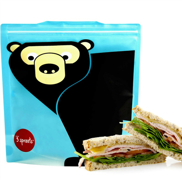 Пакеты для снеков 3 Sprouts Медведь, 17х18 см, 2 шт., голубой (ISWBEA/30512) - Pampik - 2