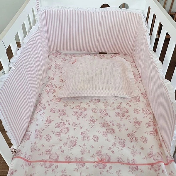 Бортик в кроватку NL Baby, 3-сторонний, универсальный, 180х30 см, розовый (829+827/32062) - Pampik - 3