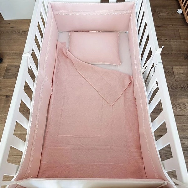 Бортик в кроватку NL Baby, 4-сторонний и декоративная подушка, 40х30 см, розовый (873+929/33259) - Pampik - 6