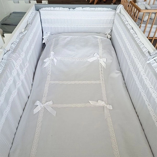 Бортик в кроватку NL Baby, 4-сторонний, серо-голубой (832+907/29062) - Pampik - 3