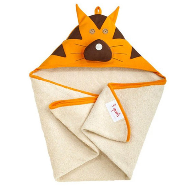 Рушник з куточком 3 Sprouts Тигр, 76х76 см, бежевий з помаранчевим (ITWTIG/30518) - Pampik