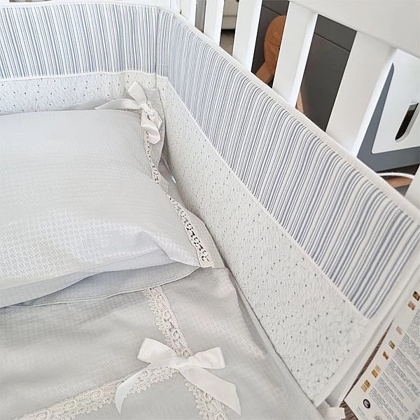 Бортик в кроватку NL Baby, 3-сторонний, универсальный, 180х30 см, бело-синий (838+869/34184) - Pampik - 3