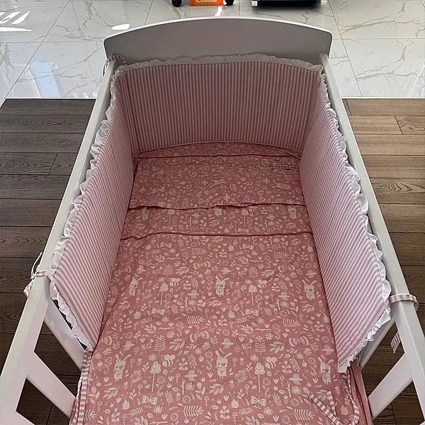 Бортик в кроватку NL Baby, 3-сторонний, универсальный, 180х30 см, розовый (829+827/32062) - Pampik - 4