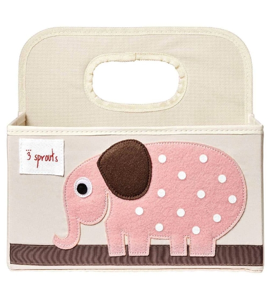 Органайзер для підгузків 3 Sprouts Слон, бежевий з рожевим (IDOELE/24522) - Pampik - 2