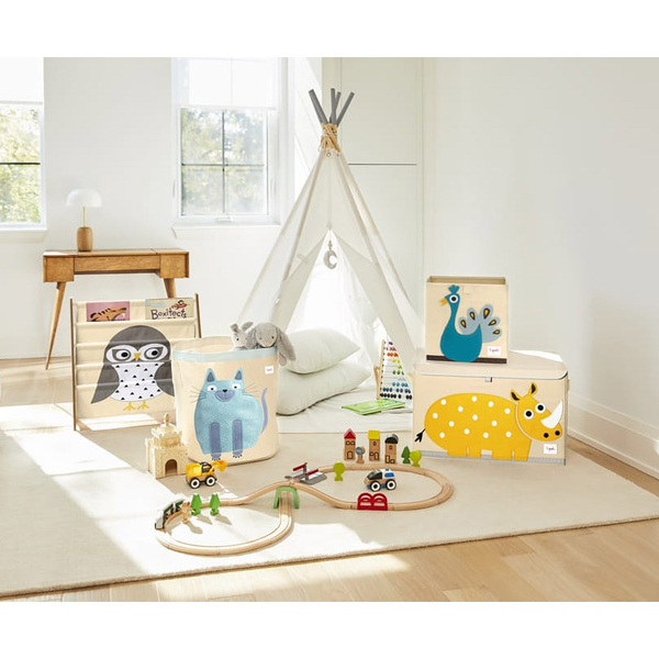 Стелаж для зберігання книг 3 Sprouts Сова, 61х62х25 см, бежевий з сірим IRKOWL/27892) - Pampik - 4