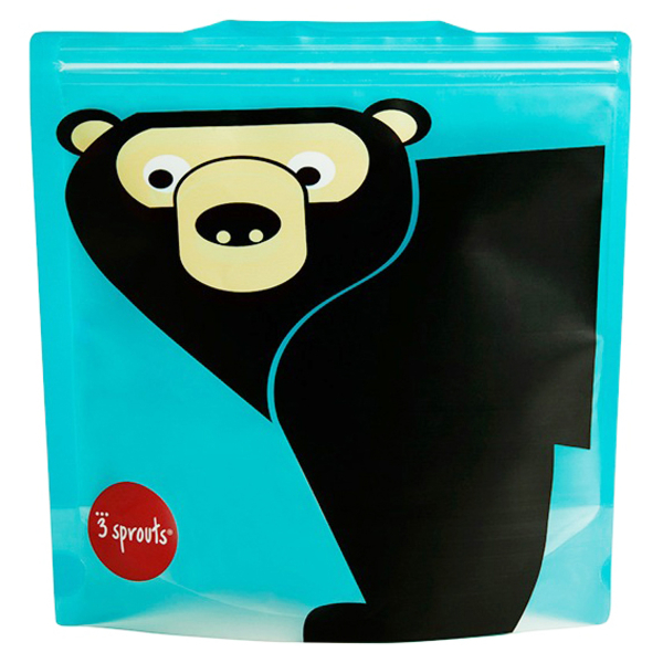 Пакеты для снеков 3 Sprouts Медведь, 17х18 см, 2 шт., голубой (ISWBEA/30512) - Pampik