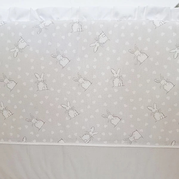 Бортик в кроватку NL Baby, 4-сторонний, бело-серый (874+875/033296) - Pampik - 3