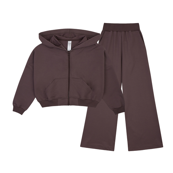 Спортивний костюм Garnamama бомбер з капюшоном,Брюки-палаццо Season 2025 134 Коричневий (1055937.1421211) - Pampik - 7