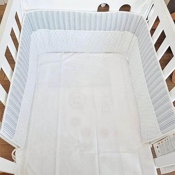 Бортик в кроватку NL Baby, 3-сторонний, универсальный, 180х30 см, бело-синий (838+869/34184) - Pampik - 2