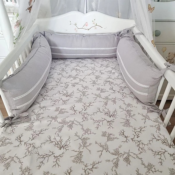 Бортик у ліжечко NL Baby, 3-сторонній, 210х25 см, сірий (852+923/033348) - Pampik - 2