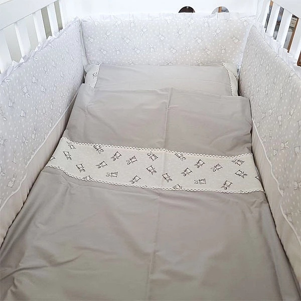 Бортик в кроватку NL Baby, 4-сторонний, бело-серый (874+875/033296) - Pampik - 4