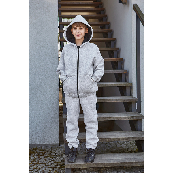 Спортивний костюм на флісі Garnamama Oversize sport zip штани зі шнурком 140 Сірий (1043664.1408684) - Pampik