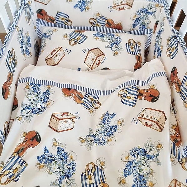 Набір NL Baby Monnalisa: комплект постільної білизни, 135х100 см + бортик у ліжечко, 180х30 см, біло-синій (841/28430) - Pampik - 7