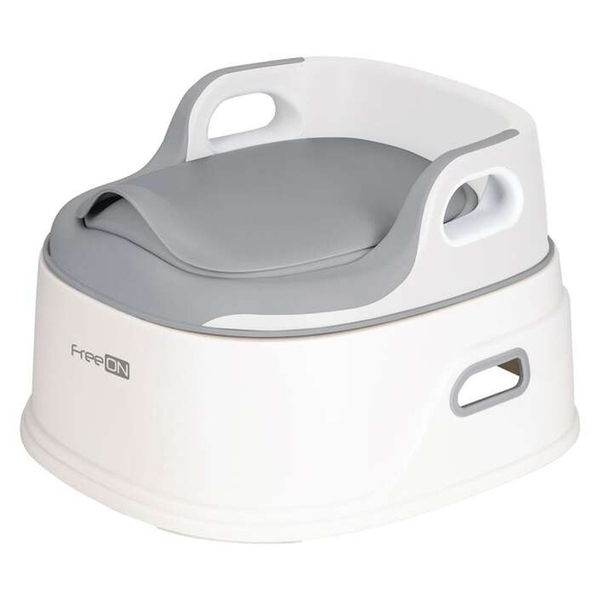 Набор для приучения к горшку FreeON Training Potty 3 в 1: горшок, накладка на унитаз и ступенька-подставка, белый с серым (85772) - Pampik