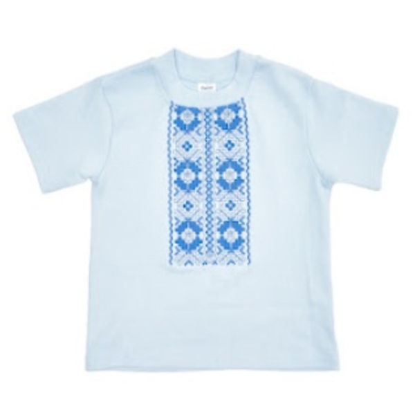 Футболка для хлопчика Twins Оберіг з вишивкою, інтерлок, р.80, блакитний (W-200-VO80-04) - Pampik