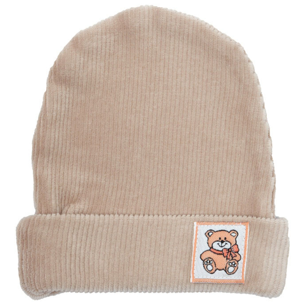 Шапочка Twins Ego з нашивкою, велюр, 0-3 міс., бежевий (W126-ШTEVN-02) - Pampik
