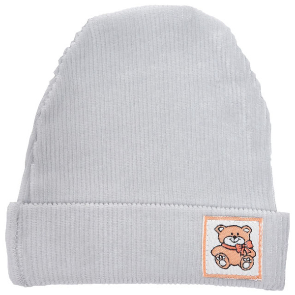 Шапочка Twins Ego с нашивкой, велюр, 0-3 мес., серый (W126-ШTEVN-10) - Pampik - 2