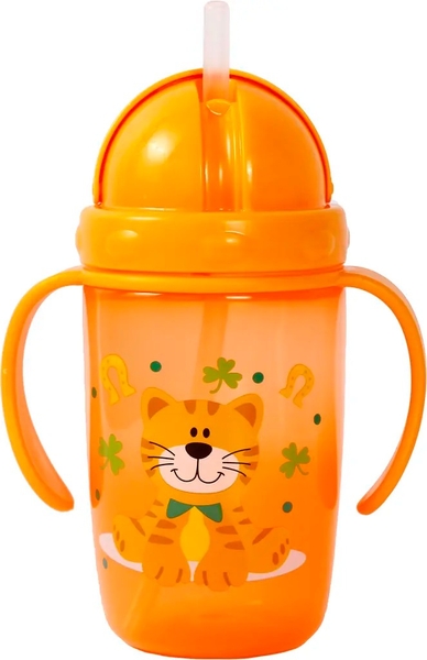 Поїльник-непроливайка Курносики, з ручками і силіконовою соломинкою, від 9 міс., 360 мл, помаранчевий (7224 оран) - Pampik - 2