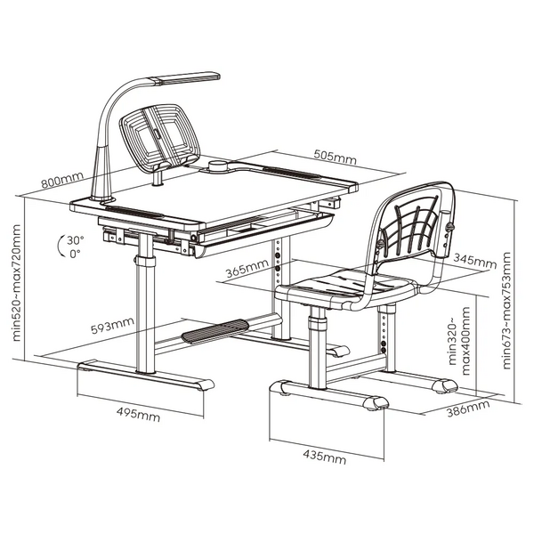 Комплект дитячих меблів Cubby парта та стілець трансформери Lupin Blue - Pampik - 15