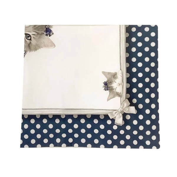 Плед NL Baby, двосторонній, бавовняний, 90х65 см, молочно-синій (840/28426) - Pampik - 3