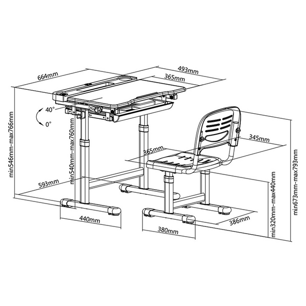 Комплект детской мебели FunDesk парта и стул трансформеры Сantare Blue - Pampik - 8