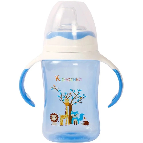 Поїльник-непроливайка Курносики, із силіконовим носиком, з ручками, від 6 міс., 300 мл, блакитний (7027 блак) - Pampik
