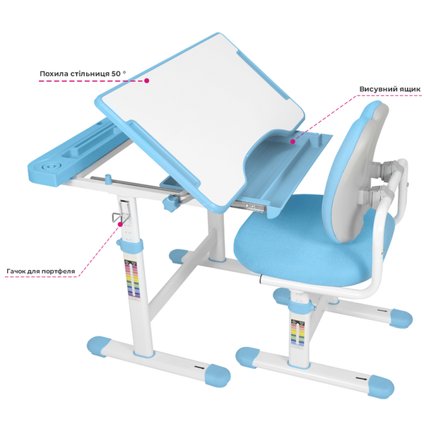 Комплект дитячих меблів Cubby парта та стілець трансформери Vivo Blue - Pampik - 9