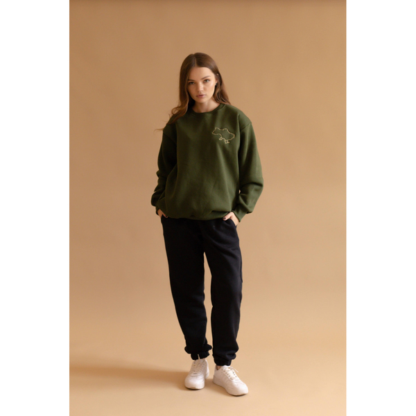 Світшот Twins з вишивкою, утеплений, р.L, хакі (W-202-ST-L-06) - Pampik - 4